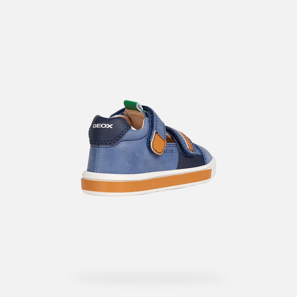 Geox Sneakers Blue/Orange Trottola Boy - Geox Baby Shoes - YIKCNH198